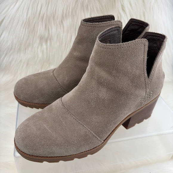 Sorel Taupe Suede Ankle Booties with Low Heel Size 7 Woman - Picture 5 of 11